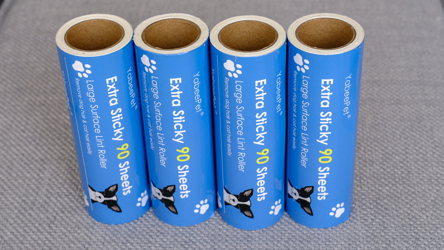 4-Pack Lint Roller Refills - 6.3 inch Width, 90 Sheets per Roll (360 Sheets Total)