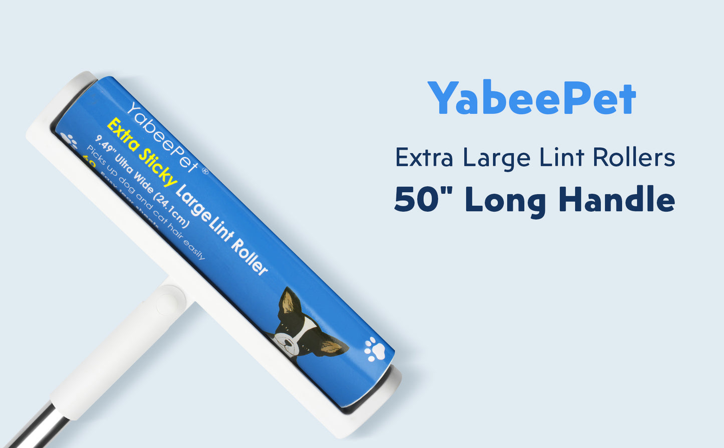 9.49'' Large Lint Rollers for Carpet and Floor, Extra Sticky Giant Rollers with 50'' Long Handle for Carpets, Couch, Floor, Clothing, and Pet Hair Cleaning(1 Pack Floor Roller)