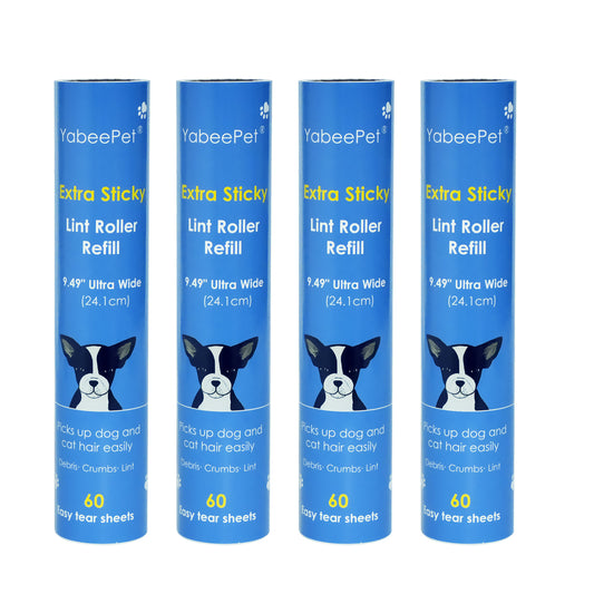 9.49'' Extra Sticky Large Lint Roller Refills, 4-Pack Giant Roller Refills for Carpets, Couch, Floor, Clothing, and Pet Hair Cleaning, 60 Sheets per Roll (240 Sheets Total)